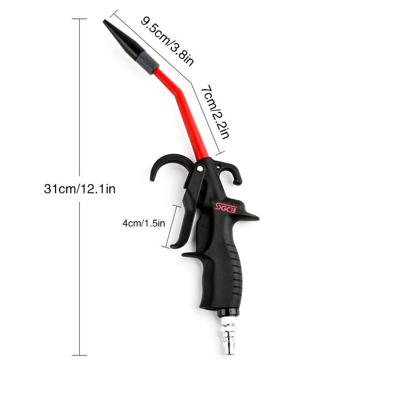 SGCB Pro Air Pressure Blow Gun, 230 Max PSI High Power Air Nozzle Blow Gun Adjustable Air Flow Trigger Angle Ben Jet Nozzle Rubber Tip 1/4" Air Inlet Adapt to Air Compressor for Car Clean Care Detail - Image 2